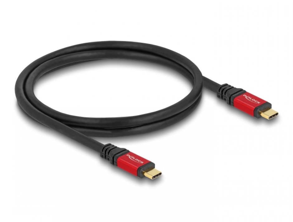Imagine Cablu USB 3.2 type C PD 3.0 20Gb/100W E-Marker T-T 0.8m, Delock 80652